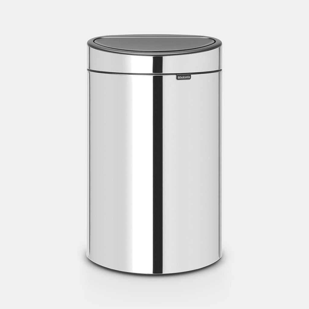 Brabantia Touch Bin Flat Back 40 Ltr - Brilliant Steel #112881