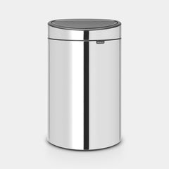 Brabantia Touch Bin Flat Back 40 Ltr - Brilliant Steel #112881