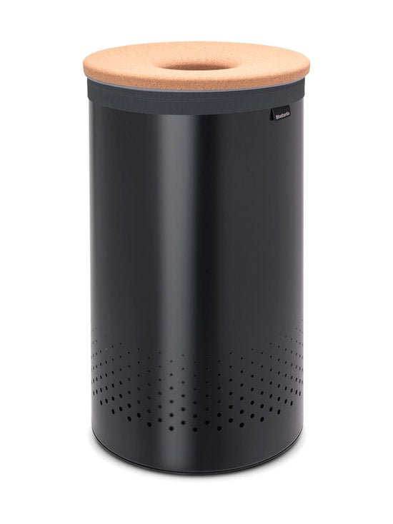 Brabantia Laundry Bin Cork Lid 60 Ltr - Matt Black #120022