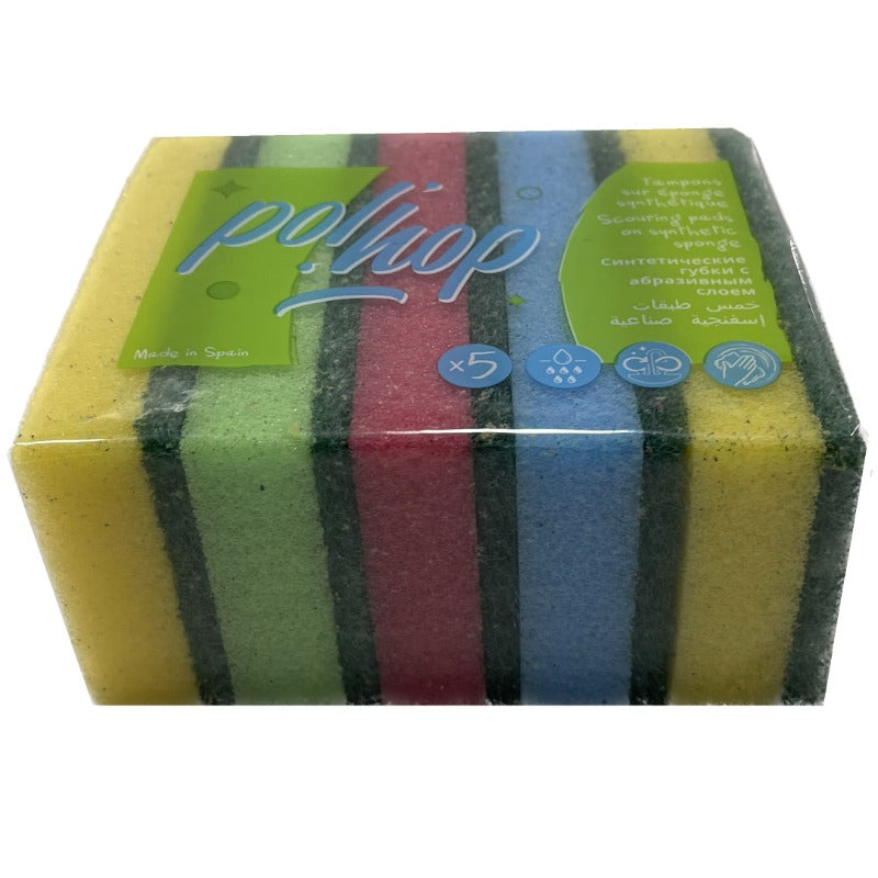 5-SCOURING PADS ON SYN COLORED SPONGE (BA 930045)