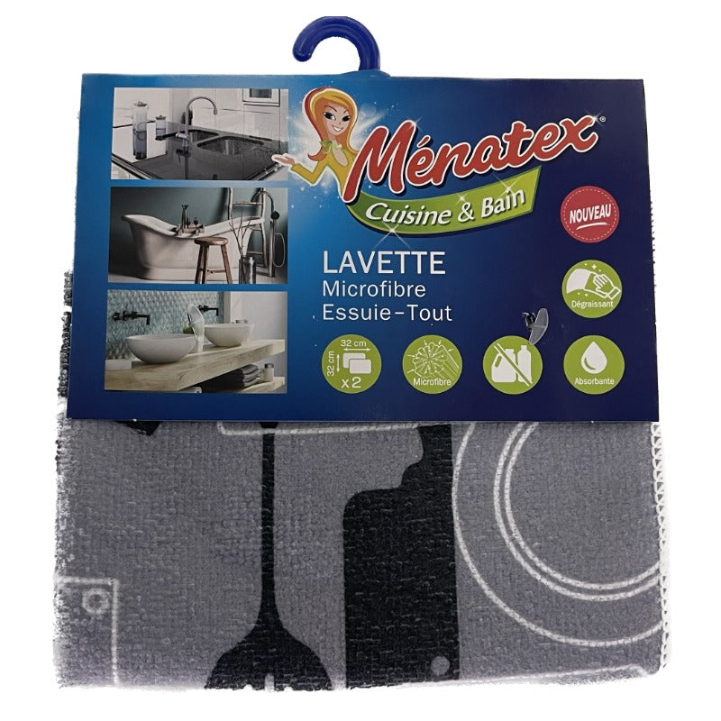 2 PRINTED MICROFIBRE WIPE FOR KITCHEN 32x32 cm. BA MEN0159