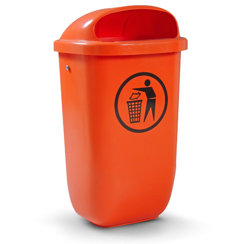 Pole Mounted Bin Orange 50 Litre (SL PLB0050-OR)